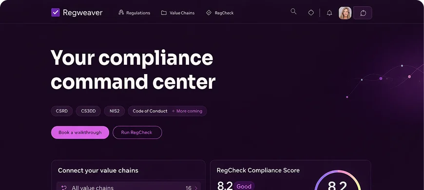 Regweaver compliance command center dashboard preview